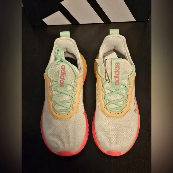 Adidas Kids Kaptir Flow 2.0 Shoes in Cream and Pink size 13K - Picture 8 of 10